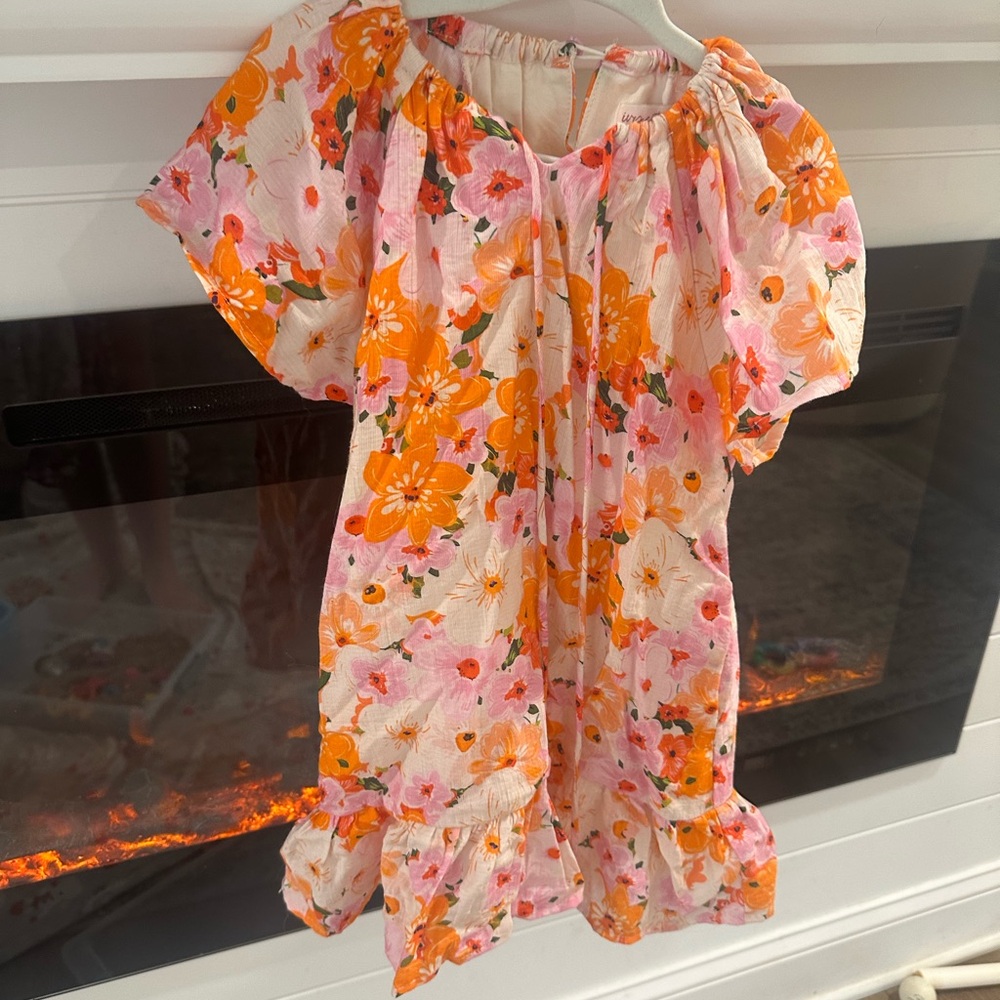Floral Pink and Orange Kids Dress